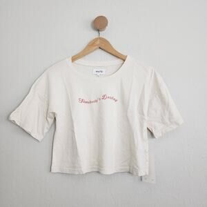 NWT Mate The Label Somebody's Darling Graphic Boxy Roxy Tee XS Organic Cotton